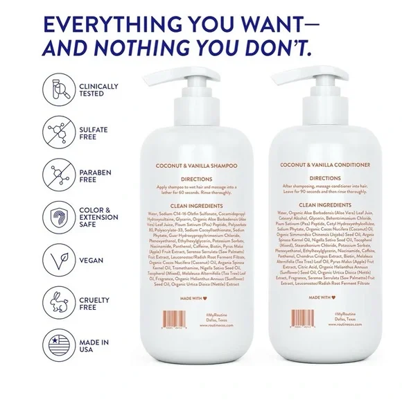 NWT Routine Wellness Coconut & Vanilla Shampoo + Conditioner Set - Picture 5 of 5